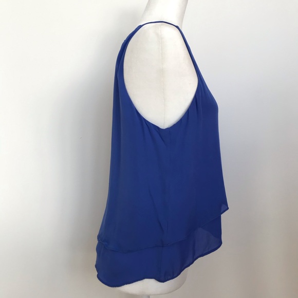 Parker periwinkle blue silk ruffled tank - Picture 2 of 11